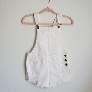 RSQ White Denim Overall Shorts Distressed XS
